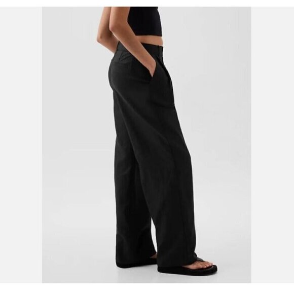 GAP 365 High-Rise Linen-Cotton Wide Leg BOHO Trouser Pants Black Size 8 MSRP $90 - Picture 3 of 7